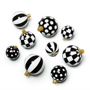NIB Mackenzie-Childs Courtly Check Ornaments Set